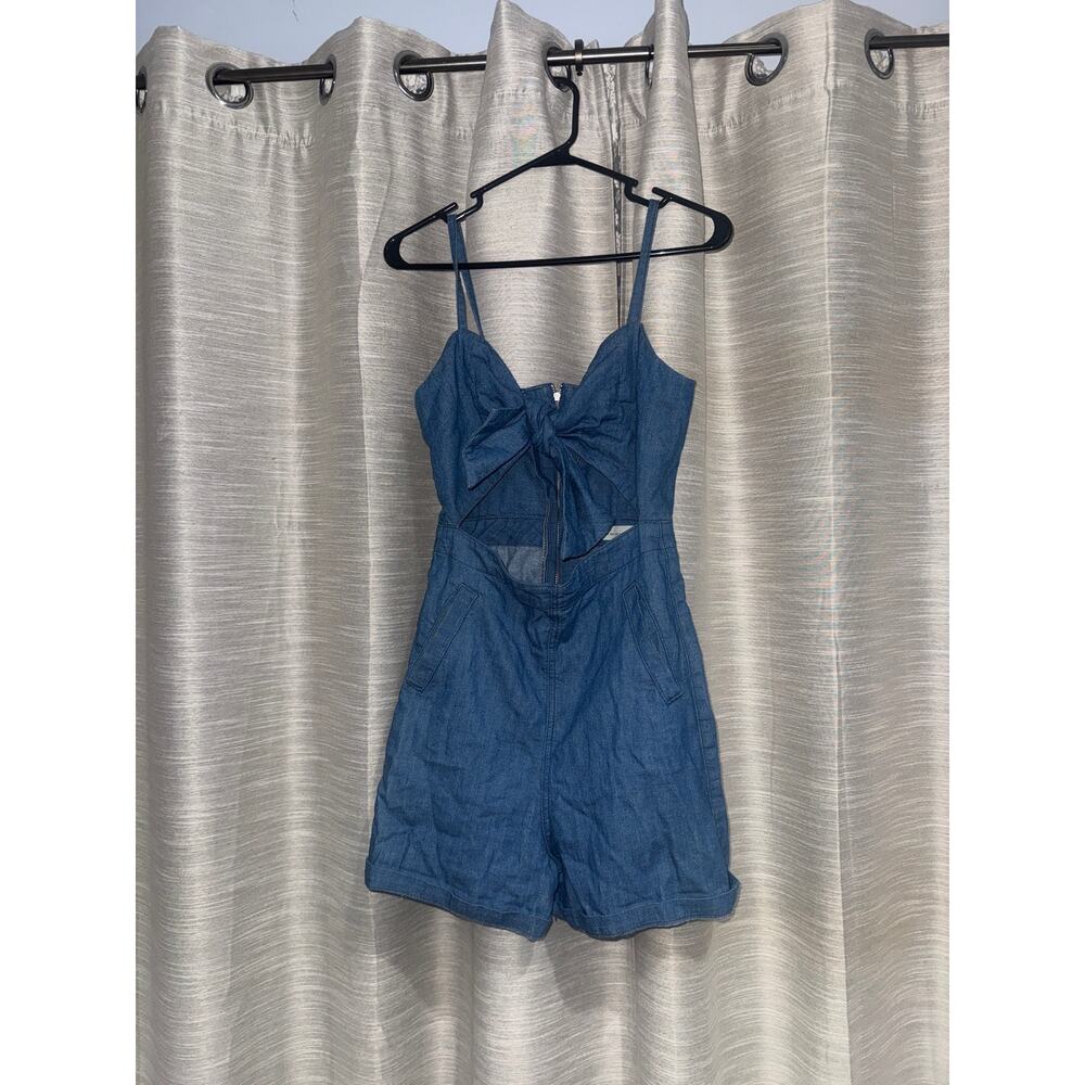 Topshop Moto denim romper with twist how top size 4